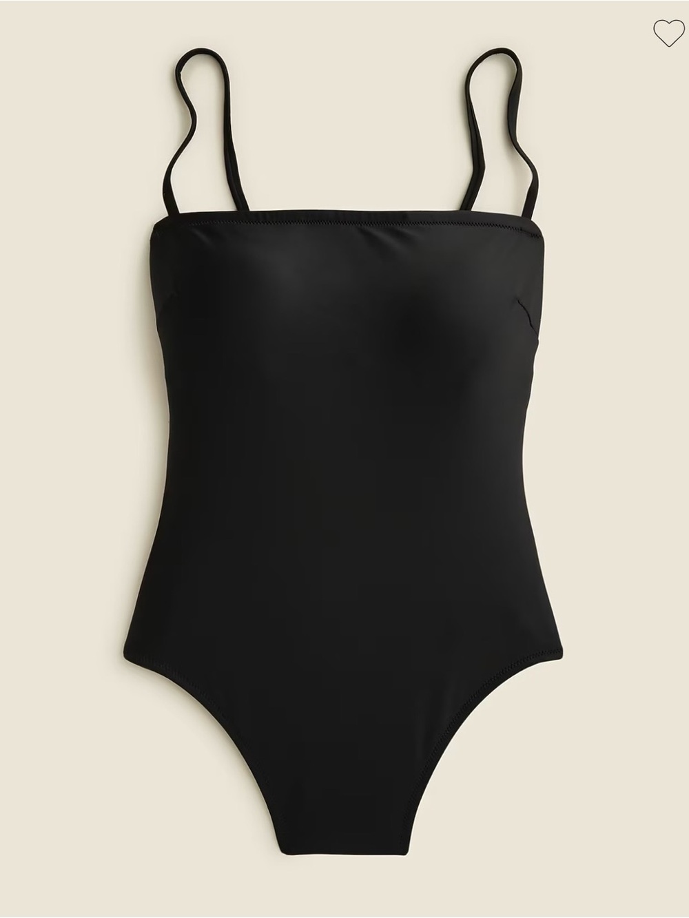 J. Crew Black One-Piece Swimsuit with Slim Straps and Square Neck
